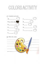 English Worksheet: Colors Activity