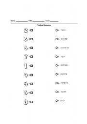 English Worksheet: ordinal numbers
