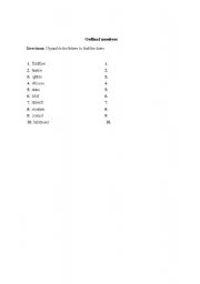 English worksheet: ordinal numbers