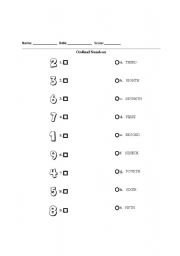 English worksheet: ordinal numbers