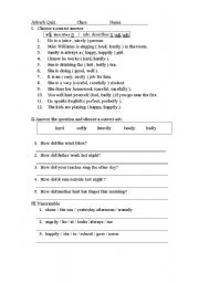 English worksheet: Adverb exercises_quiz