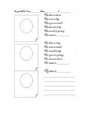 English worksheet: Describing a face with easy adjcetives_ kids have fun drawing too