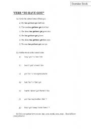 English worksheet: verb to have got exercises