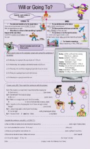 English Worksheet: Going to or Will