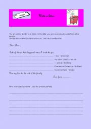 English Worksheet: write a letter and use present perfect