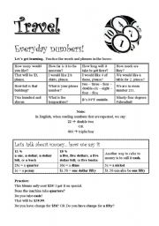 English Worksheet: Travel - Everyday numbers