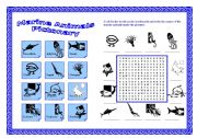 English Worksheet: Marine Animals Pictionary + Wordsearch