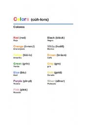 English Worksheet: Colors + pronunciation (de yucatan, MX)