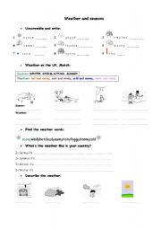 English worksheet: weather and seasons