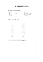 English Worksheet: English exam for children
