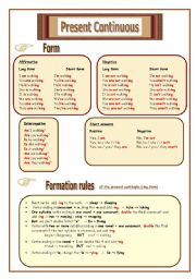 English Worksheet: Present Continuous - theory