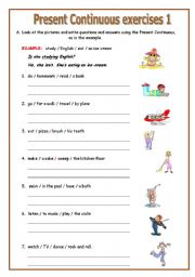 English Worksheet: Present Continuous exercises 1