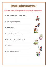 English Worksheet: Present Continuous exercises 2