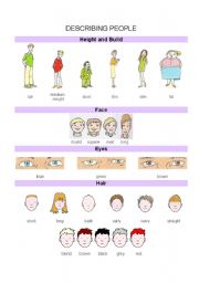 English Worksheet: describing people