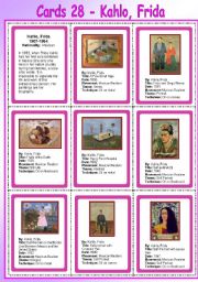 English Worksheet: Cards 28 - Kahlo, Frida - (Mexican Realism)