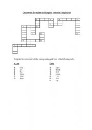 English worksheet: Crossword: Irregular/Regular verbs in the simple past