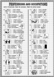 English Worksheet: PROFESSIONS AND OCCUPATIONS + PRONOUNS + VERB TO BE