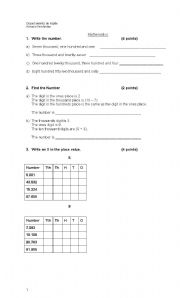 English Worksheet: Mathematics in English