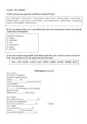 English Worksheet: DONT SPEAK _ SONG WORKSHEET