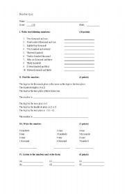 English worksheet: Number (Mathematics) Quiz