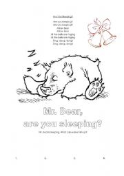 English worksheet: Are You Sleeping, Mr. Bear?