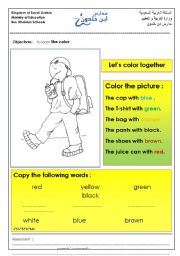 English worksheet: color