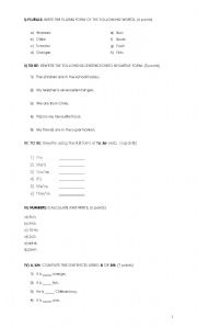 English worksheet: to be and numbers
