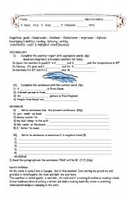 English Worksheet: present continuous and weather