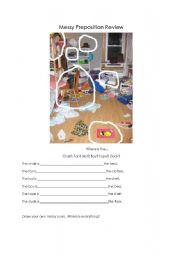 English worksheet: Messy Room Prepositions