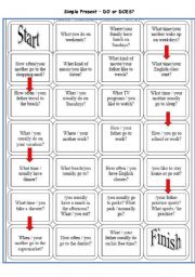 English Worksheet: DO and DOES board game
