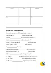 English Worksheet: Look, See, or Watch?