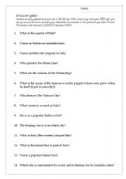English Worksheet: What Do You Know About Italy? 