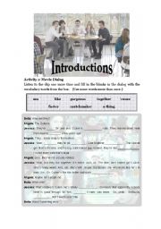 English Worksheet: Twilight Introductions (first 15 min of Twilight movie)