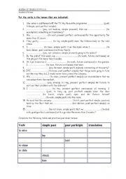 English worksheet: tenses activities