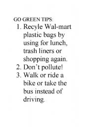 English Worksheet: Go Green Tips