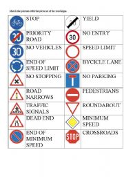 English Worksheet: Road signs