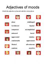 English Worksheet: Adjectives of moods