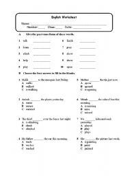 English worksheet: Past Tense