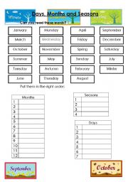 English Worksheet: Days, Months and Seasons