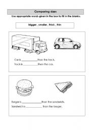 English worksheet: comparing things