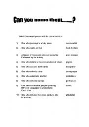 English worksheet: Names of People