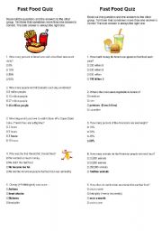 2 Fast Food Quizzes Esl Worksheet By Gretel