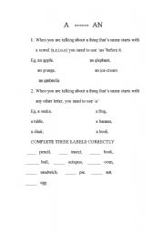 English worksheet: A or An