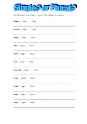 English Worksheet: Single or plural