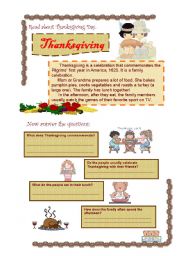 English Worksheet: Thanksgiving 