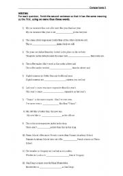 English worksheet: Comparatives and Superlatives Rewriting