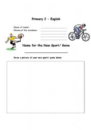 English worksheet: Worksheet to introduce a sports