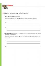 English worksheet: idiom for kids