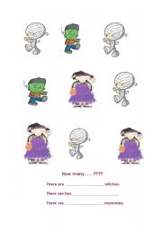 English Worksheet: How many monsters???