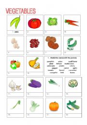 English Worksheet: vegetables matching